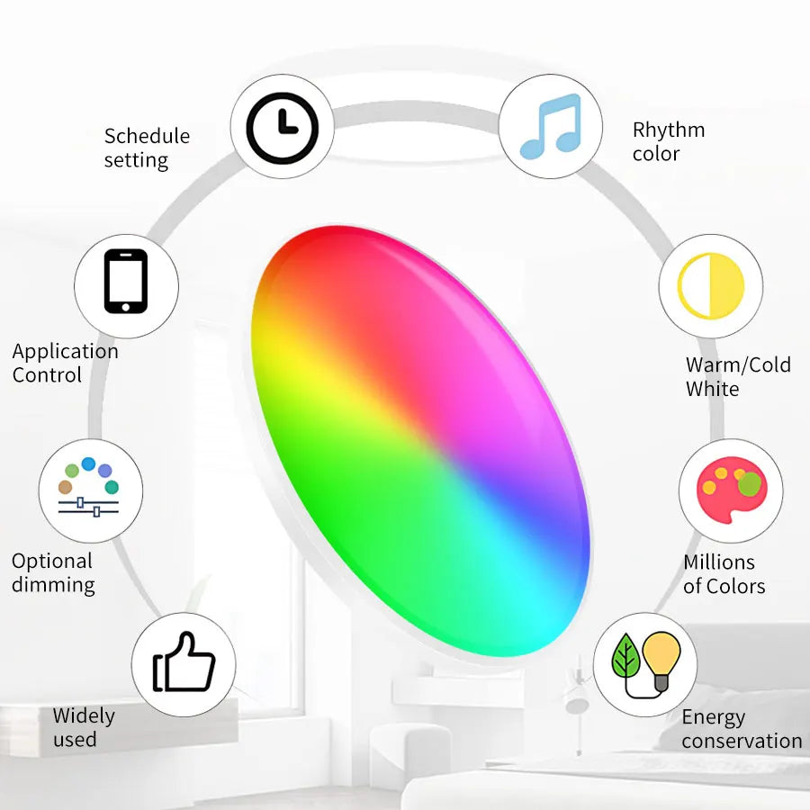 Tuya Smart Wifi Ceiling Light 24W 220V RGB Circular Ambient Lamp APP Control Work with Alexa Google Home for Bedroom Home Decor